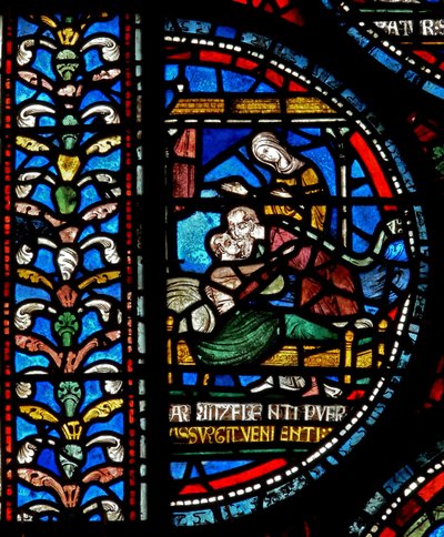 Detail z Miracle Window zobrazující Johna Roxborougha a Henryho Beche od English School