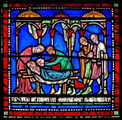 Detail z Miracle Window zobrazující příběh Richarda ze Sunieves od English School