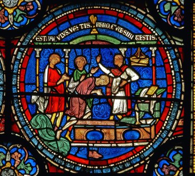 Detail z Miracle Window zobrazující Roberta z Cricklade od English School