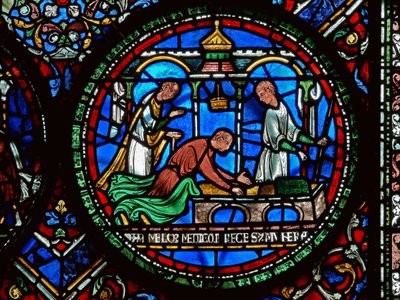 Detail z Miracle Window zobrazující Williama Kelletta a Adama Forrestera od English School