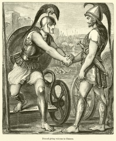 Diomed vítá Glaucus (rytina) od English School