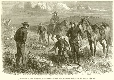 Objev koster vojáků, kteří byli překvapeni a zabiti Indiány (červen 1867) od English School
