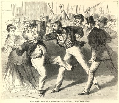 Hanebná hádka na schůzi školní rady ve West Hartlepool od English School