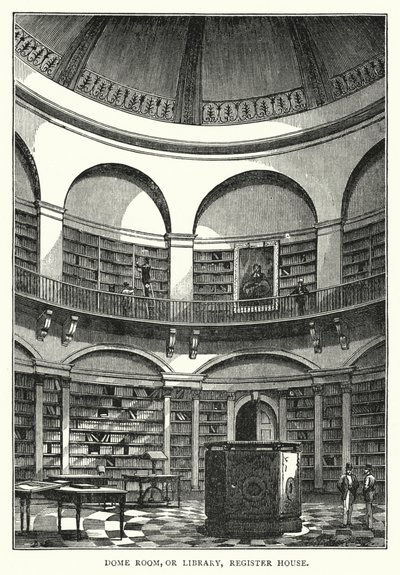 Dome Room, or Library, Register House (rytina) od English School