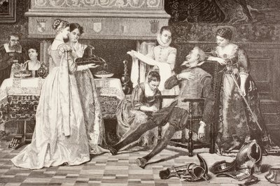 Don Quijote v domě vévody a vévodkyně (litho) od English School