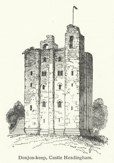 Donjon-keep, Castle Headingham (rytina) od English School
