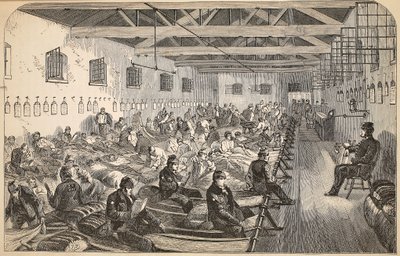 Ubytovna ve věznici Coldbath Fields, ilustrace z knihy The Criminal Prisons of London and Scenes from Prison Life od Henryho Mayhewa a Johna Binnyho, vyd. 1862 od English School