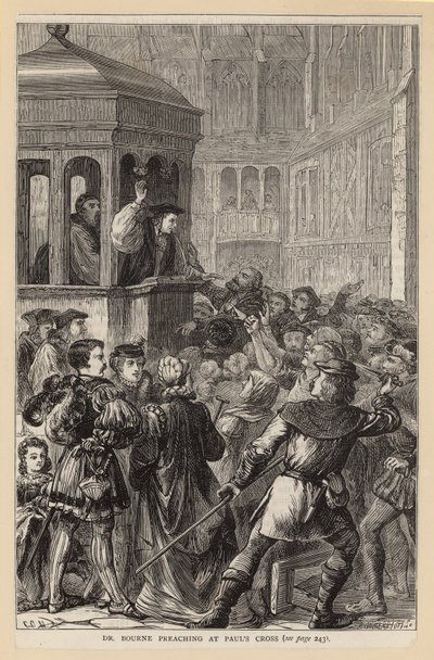 Dr Bourne káže v St Pauls Cross od English School