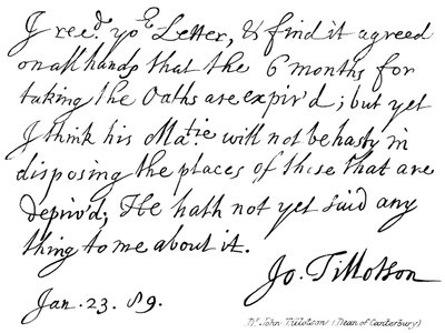 Dr John Tillotson, (děkan z Canterbury) od English School
