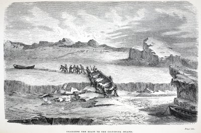 Tažení lodí na ostrov Illuidlek, hospoda. Londýn 1886 od English School