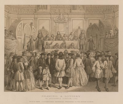 Losování loterie v Guildhall, Londýn, 1739 od English School