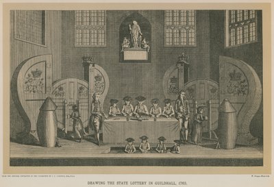 Losování státní loterie v Guildhall, 1763 od English School