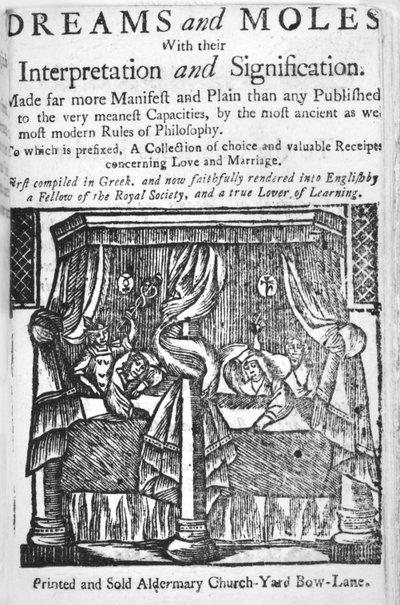Dreams and Moles, titulní strana, cca 1750 (dřevořez) od English School