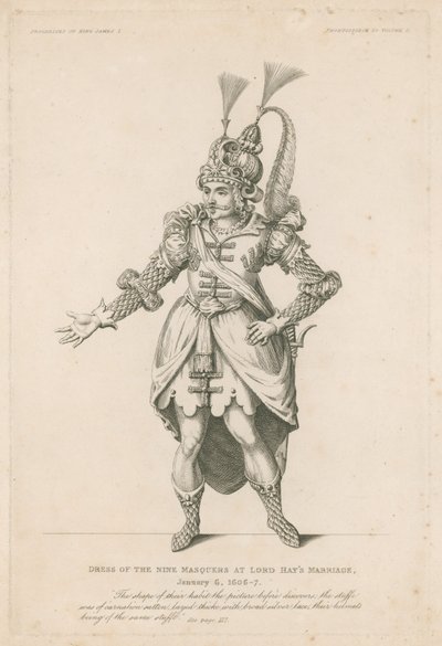 Dress of Nine Masquers at Lord Hays Marriage, 6. ledna 1606-7 od English School