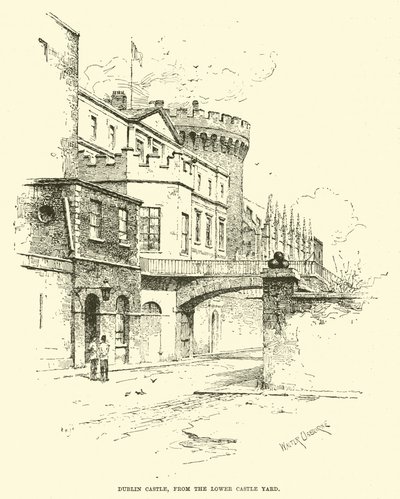 Dublinský hrad z Dolního zámeckého dvora od English School