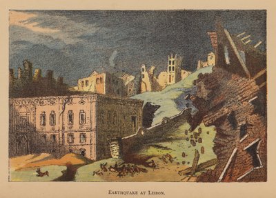 Zemětřesení v Lisabonu (barevná litografie) od English School