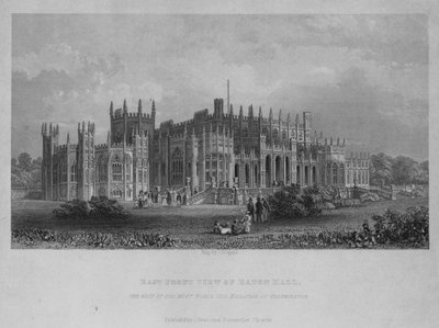 Východní čelní pohled na Eaton Hall, sídlo nejvznešenějšího markýze z Westminsteru (rytina) od English School