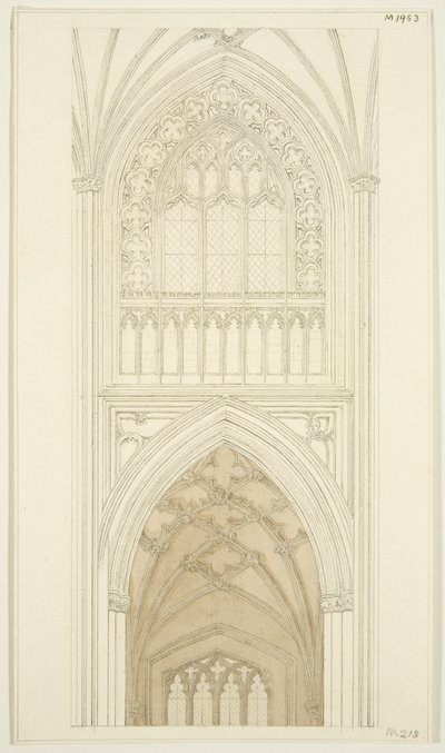 Východní strana jižní příčné lodi St Mary Redcliffe (tužka a akvarel na papíře) od English School