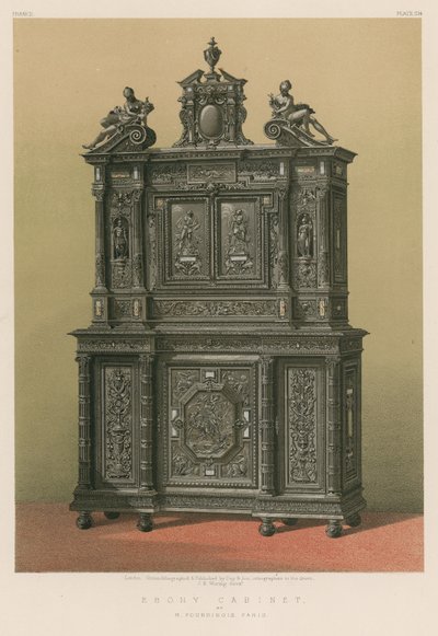 Ebony Cabinet od M Fourdinois, Paříž od English School
