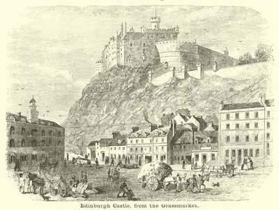 Edinburský hrad, z Grassmarketu od English School