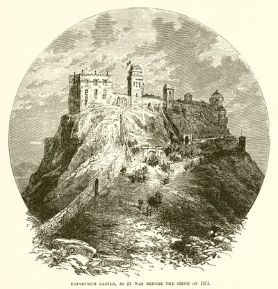 Edinburský hrad, jak tomu bylo před obléháním v roce 1573 od English School