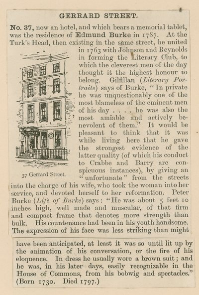 Edmund Burke a Gerrard Street 37 od English School