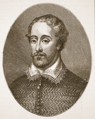 Edmund Spenser, z rytiny G. Vertueho, ilustrace z knihy The Church of England: Spence-Jones, vyd. cca 1910 (sépiová fotografie). od English School