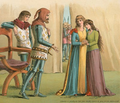 Edward III ujišťoval dvě mladé dámy v Poix o své ochraně od English School