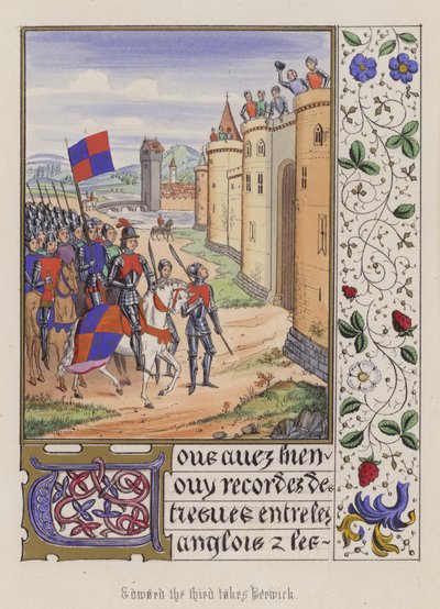 Edward III bere Berwicka (barevná rytina) od English School