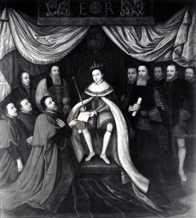 Edward VI (1537-53) Udělení charty nemocnicím Bridewell a Betlém v roce 1553 (viz také 111677) od English School