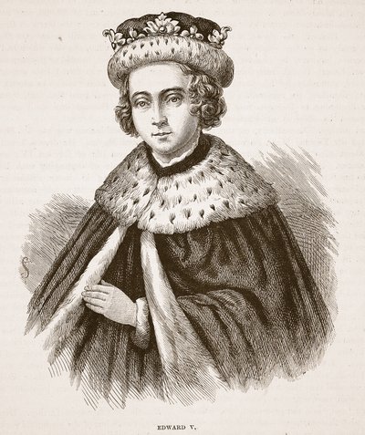 Edward V, ilustrace z Cassells Illustrated History of England (sépiová fotografie) od English School