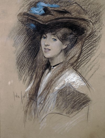 Edwardian lady (barevné křídy na papíře) od English School