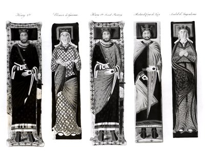 Podobizny Jindřicha II. (1133-89) Eleonory Akvitánské (asi 1122-1204) Richarda Coeur de Lion (1157-99) a Isabely d