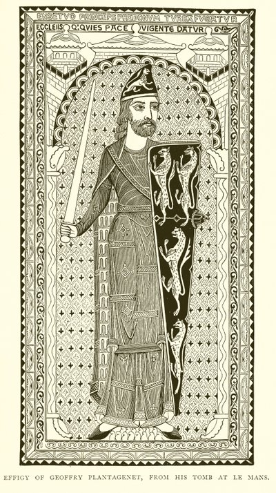 Podobizna Geoffryho Plantageneta z jeho hrobky v Le Mans od English School