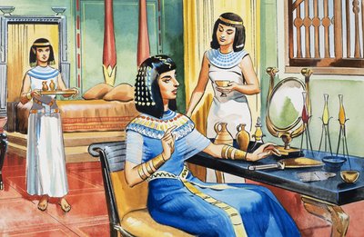 Egyptská dáma u svého toaletního stolku od English School