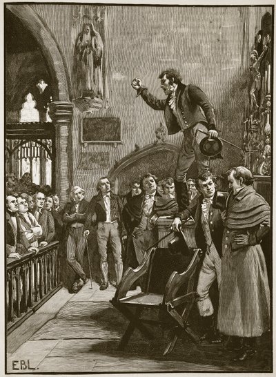 Volební shromáždění v Irsku, 1825, ilustrace z Cassells Illustrated History of England (sépiová fotografie) od English School