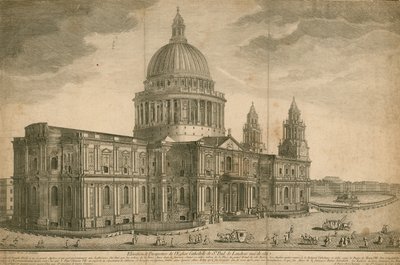 Nadmořská výška a perspektiva katedrály St Pauls v Londýně od English School