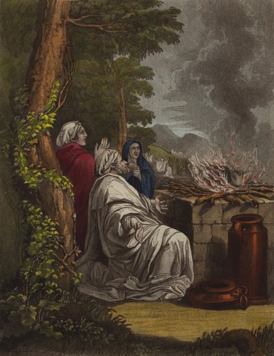Eliášova zápalná oběť (barva litho) od English School