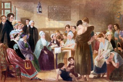 Elizabeth Fry při návštěvě věznice Newgate (barevná litografie) od English School