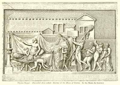 Elysian Repast. (Basreliéf často nazývaný: Bakchus v domě Icarius. V Musee du Louvre) od English School