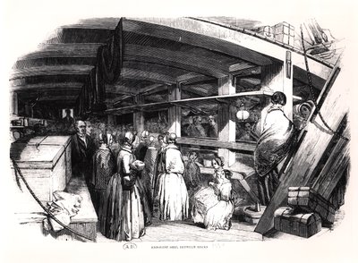 Emigrantská loď, mezi palubami, 1850 od English School
