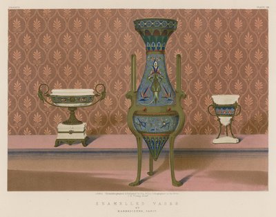 Smaltované vázy Barbedienne, Paříž (chromolit) od English School
