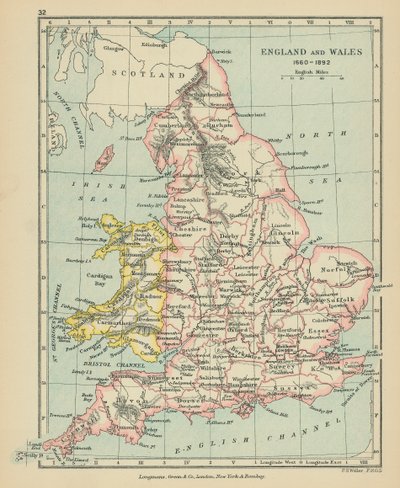 Anglie a Wales (barevná litografie) od English School