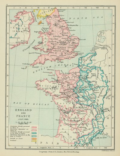 Anglie a Francie (barevná litografie) od English School