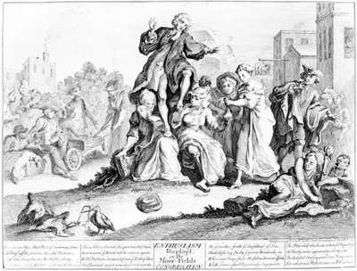 Projevené nadšení neboli shromáždění Moor Fields, 1739 od English School