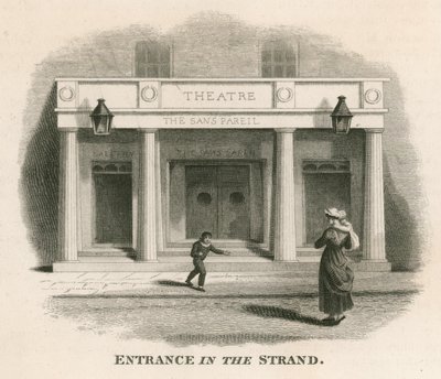 Vstup do The Strand of the Sans Pareil Theatre (Adelphi Theatre), Londýn od English School