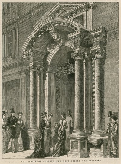 Vchod do galerie Grosvenor, New Bond Street, Londýn od English School