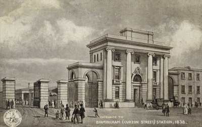 Vchod do stanice Birmingham (Curzon Street), 1838 od English School
