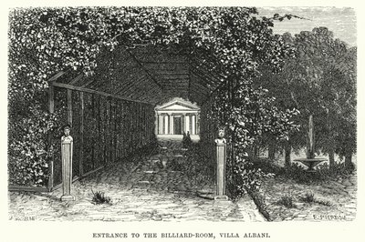 Vchod do kulečníkového sálu, Villa Albani (rytina) od English School