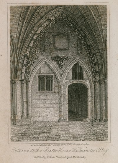 Vchod do Kapituly, Westminster Abbey, Londýn od English School